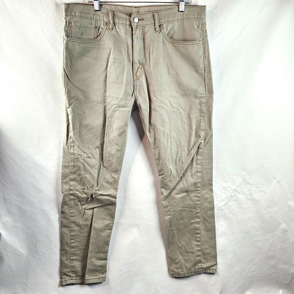 Levi's 508 Mens Jeans 36x29 Beige Khaki Straight Taper Stretch Denim White Tab